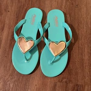 Air Balance turquoise gel flip flops